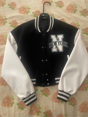 Black & White 'New York' Varsity Jacket